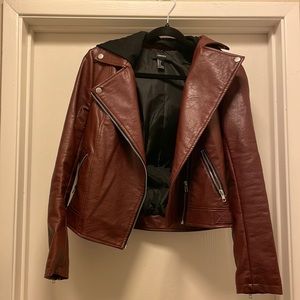 Maroon faux leather jacket